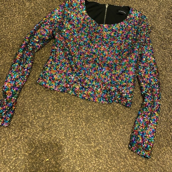 MINKPINK SEQUIN CROP TOP - Picture 2 of 11